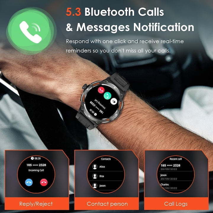 AOVO KT76 Sport Smartwatch – Lumină LED, monitorizare ritm cardiac, rezistent la apă, peste 100 de moduri sportive