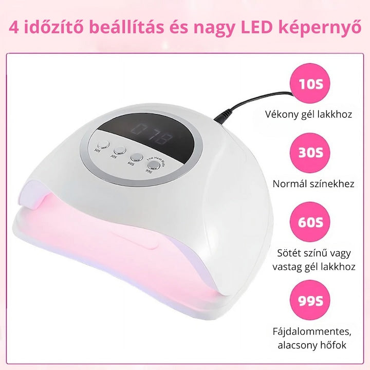 SUN X20 MAX UV/LED Műkörmös Lámpa Infravörös Érzékelővel, Kijelzővel, Nagy Teljesítménnyel - Fehér