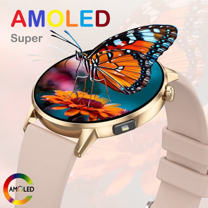 G34 Pro Okosóra – 1.32" Ultra HD AMOLED Kijelző, Bluetooth Hívás, Vércukorszint és Egészségfigyelő – Rosegold