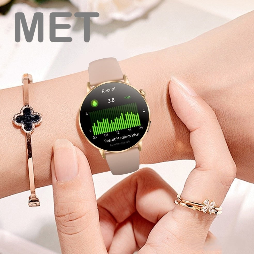 G34 Pro Okosóra – 1.32" Ultra HD AMOLED Kijelző, Bluetooth Hívás, Vércukorszint és Egészségfigyelő – Rosegold