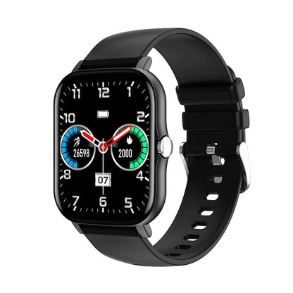 AOVO Y13 okosóra, Full Touch 1,7 hüvelykes TFT HD, SpO2 OXIMETER funkció, pulzusszám és vérnyomás monitorozás, hívás-/üzenetértesítések, zenelejátszó, SYNC, szilikon szíj, Fekete kiadás