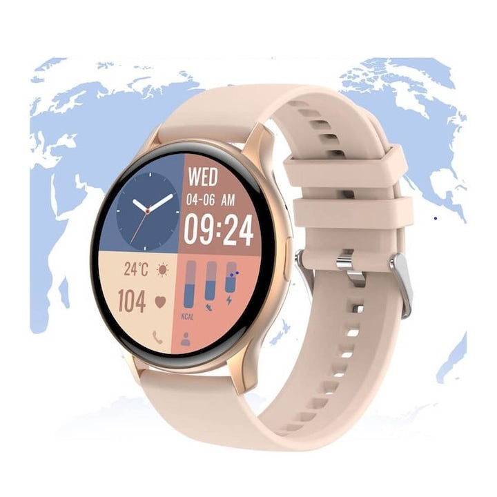 AOVO HK89 okosóra, AMOLED, 46 mm, NFC, BT hívás, 100+funkció, rózsaszín