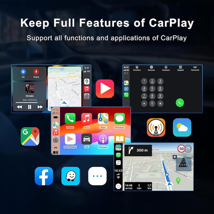 Vezeték nélküli CarPlay & Android Auto adapter, 2 az 1-ben, 5 GHz WiFi, Bluetooth, Plug & Play, fekete