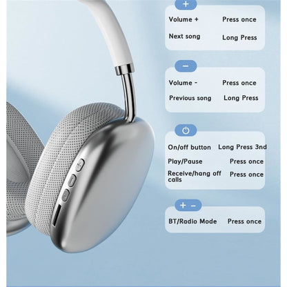 AOVO P9 Vezeték nélküli Bluetooth fejhallgató mikrofonnal, zajszűrős fejhallgató,TF kártya támogatással, Szürke