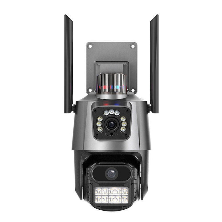 AOVO P11 Pro dual WIFI térfigyelő kamera, 6MP, kültéri/beltéri, Ultra HD, 5X zoom, forgatás, világító LED-ek, kétirányú kommunikáció, riasztó, mozgásérzékelő, fekete