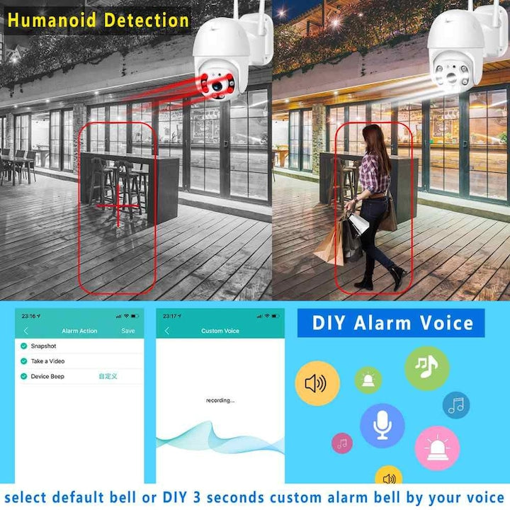 AOVO V380 4DB Motoros Kültéri WIFI IP kamera full HD 360fok Távolról Vezérelhető 4mp, éjjellátó funkció