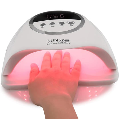SUN X20 MAX UV/LED Műkörmös Lámpa Infravörös Érzékelővel, Kijelzővel, Nagy Teljesítménnyel - Fehér