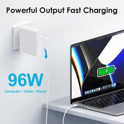 Încărcător Macbook, 96 W, USB-C, cablu de încărcare 2 m, compatibil cu MacBook Pro / Air, alb 