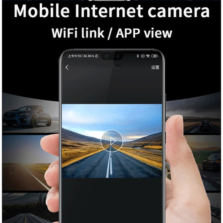 AOVO Autós videokamera, HD, 2K, 1080P, Diszkrét, Parkolásfigyelés, 130°-os láthatóság, Wi-Fi, Éjszakai látás, G-szenzor, Hangrögzítés funkció, Fekete