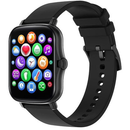 AOVO Y13 okosóra, Full Touch 1,7 hüvelykes TFT HD, SpO2 OXIMETER funkció, pulzusszám és vérnyomás monitorozás, hívás-/üzenetértesítések, zenelejátszó, SYNC, szilikon szíj, Fekete kiadás