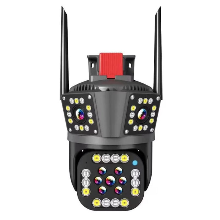 AOVO Kültéri,Kettő Lencsés, Inteligens Wifis Térfigyelő Kamera, Mozgásérzékelővel, Éjjszakai Látással, 12Mp