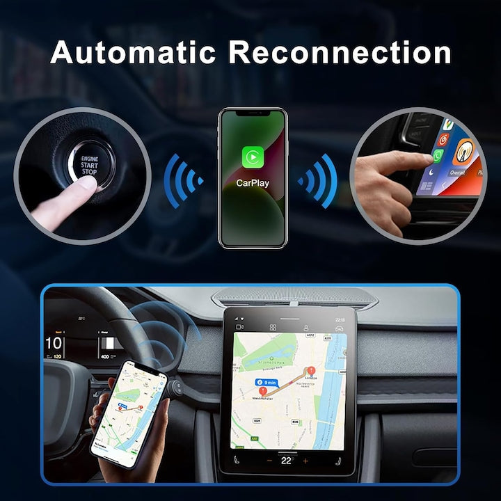 Vezeték nélküli CarPlay & Android Auto adapter, 2 az 1-ben, 5 GHz WiFi, Bluetooth, Plug & Play, fekete