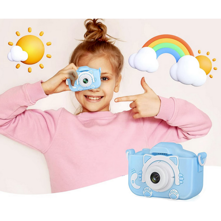 AOVO gyerek kamera, 32 GB-os SD-kártya 1080P HD, 23 millió pixel, 2,0 hüvelykes, 600 mAh, 3 éves kortól, kék