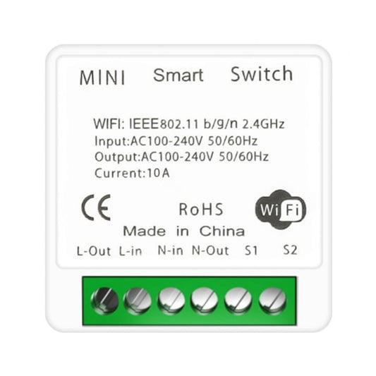 AOVO Smart Switch Wi-Fi, intelligens relé, eWelink, hangvezérlés és automatizálás Alexa, Google Home, 16A, 100-240V, 50-60 Hz