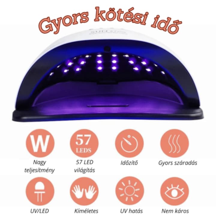 SUN x7 Max műkörmös lámpa 220W 57 db UV/LED