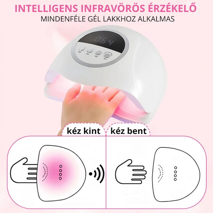 SUN X20 MAX UV/LED Műkörmös Lámpa Infravörös Érzékelővel, Kijelzővel, Nagy Teljesítménnyel - Fehér