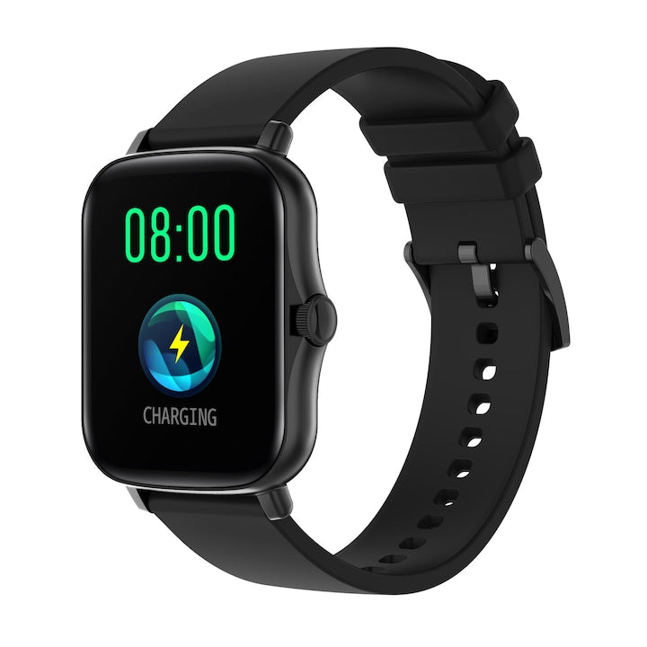 AOVO Y13 okosóra, Full Touch 1,7 hüvelykes TFT HD, SpO2 OXIMETER funkció, pulzusszám és vérnyomás monitorozás, hívás-/üzenetértesítések, zenelejátszó, SYNC, szilikon szíj, Fekete kiadás