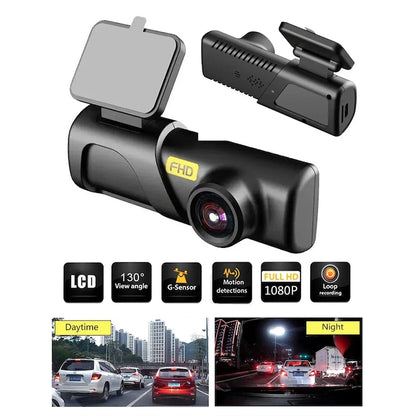 AOVO Autós videokamera, HD, 2K, 1080P, Diszkrét, Parkolásfigyelés, 130°-os láthatóság, Wi-Fi, Éjszakai látás, G-szenzor, Hangrögzítés funkció, Fekete