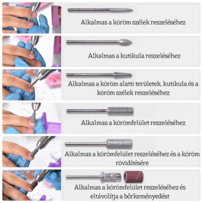 Fehér Nail Drill Professzionális Elektromos körömcsiszoló