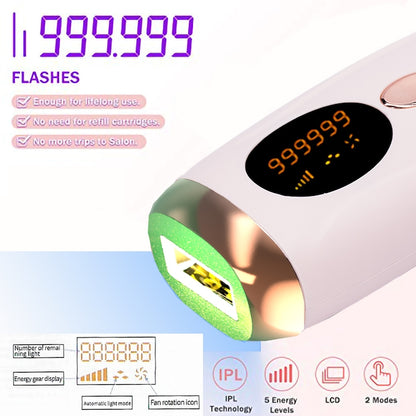 AOVO IPL lézeres epilátor, 999 999 impulzus, fiatalító funkció, UV szűrő,fehér