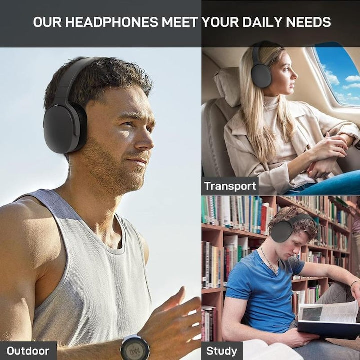 AOVO P2961 Over-Ear fejhallgató, Sport és Gaming, Zajcsökkentés, Vezeték nélküli, Bluetooth, Mikrofon, Fekete