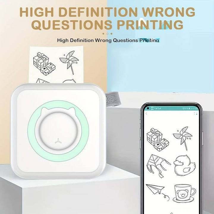 MINIPRINT hordozható intelligens fotó- és jegyzetnyomtató, mini nyomtató, Bluetooth, hőpapír, többfunkciós, iOS/Android mobil kompatibilis