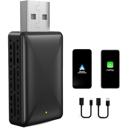 Vezeték nélküli CarPlay & Android Auto adapter, 2 az 1-ben, 5 GHz WiFi, Bluetooth, Plug & Play, fekete
