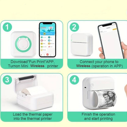 MINIPRINT hordozható intelligens fotó- és jegyzetnyomtató, mini nyomtató, Bluetooth, hőpapír, többfunkciós, iOS/Android mobil kompatibilis