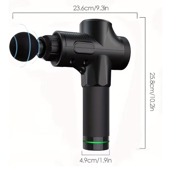 AOVO Profi Masszázspisztoly – 30 fokozatú mélyizomlazító, 10 cserélhető fejjel, 2500 mAh akkumulátorral, 6 órás üzemidővel