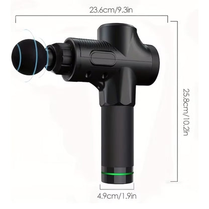 AOVO Profi Masszázspisztoly – 30 fokozatú mélyizomlazító, 10 cserélhető fejjel, 2500 mAh akkumulátorral, 6 órás üzemidővel