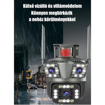 AOVO Kültéri,Kettő Lencsés, Inteligens Wifis Térfigyelő Kamera, Mozgásérzékelővel, Éjjszakai Látással, 12Mp