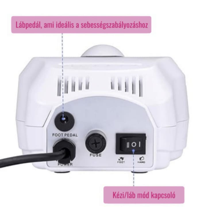 Fehér Nail Drill Professzionális Elektromos körömcsiszoló