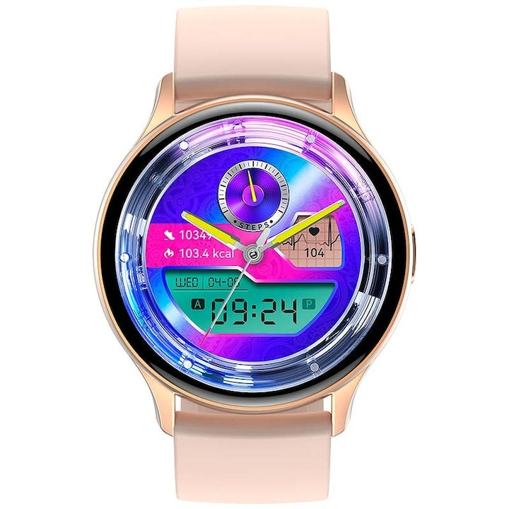 AOVO HK89 okosóra, AMOLED, 46 mm, NFC, BT hívás, 100+funkció, rózsaszín