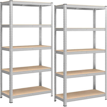 AVIMAX® Fém Polcrendszer 180×90×40 cm – 2 db csomag, 5 MDF polc, horganyzott acél váz, csavarmentes szerelés